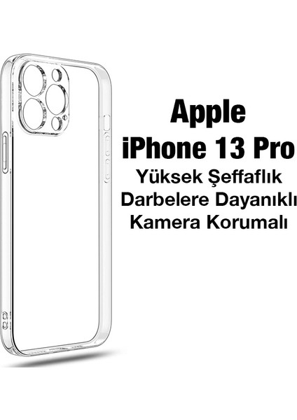 Space iPhone 13 Pro 6.1inç Kamera Korumalı Premium Silikon Şeffaf Kılıf