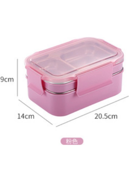 Bento Kutusu Paslanmaz Çelik Çift Gıda Kutusu Çocuk Piknik Okul Öğle Yemeği Kutusu Şirketi Kantin Fast Food Lunch Box | Öğle Yemeği Kutuları (Pembe) (Yurt Dışından)