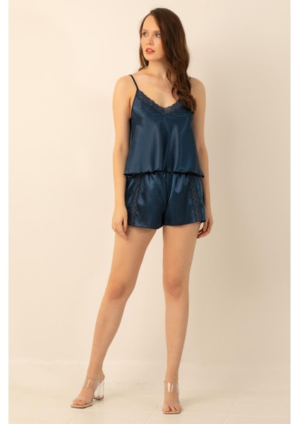 Saten Güpürlü Ayarlanabilir Askılı Şortlu Takım fiyatları