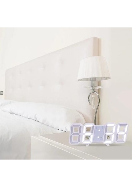 Hooqict 3D LED Dijital Büyük Duvar Saati Modern Tasarım Ev Oturma Odası Dekorasyon Tarihi Sıcaklık Takvimi Alarm Tablo Saat Duvar Saatleri (Yurt Dışından)