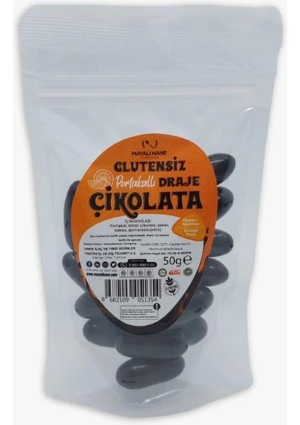 Mayalı Hane Glutensiz Portakallı Draje Çikolata 50 gr