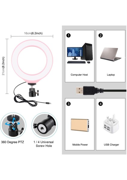 Canlı Selfie Için 6.2 Inç USB LED Renkleri (Yurt Dışından)