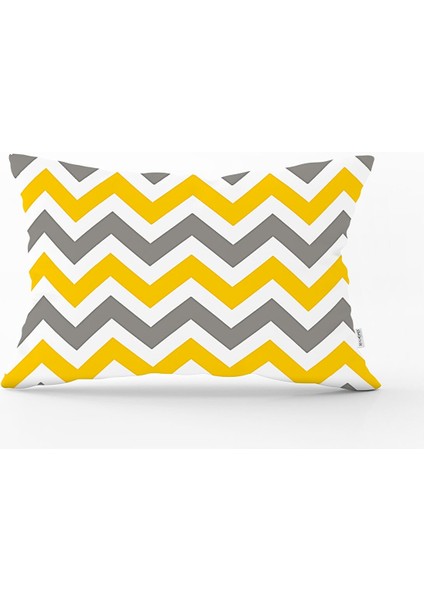 Sarı Zigzag Yastık & Kırlent & Kırlent Kılıfı Model 1 35X55 cm