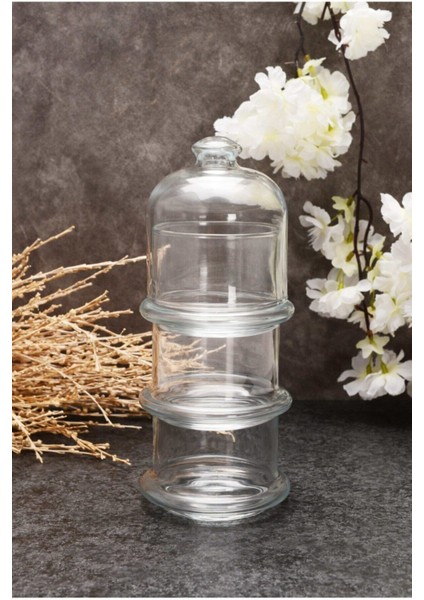 96986 3 Katlı Villa Patisserie Kapaklı Servis Kasesi, Sunumluk Drajelik Kurabiyelik Orta Boy fiyatları