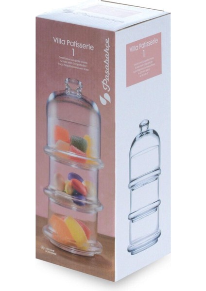 96986 3 Katlı Villa Patisserie Kapaklı Servis Kasesi, Sunumluk Drajelik Kurabiyelik Orta Boy indirimleri