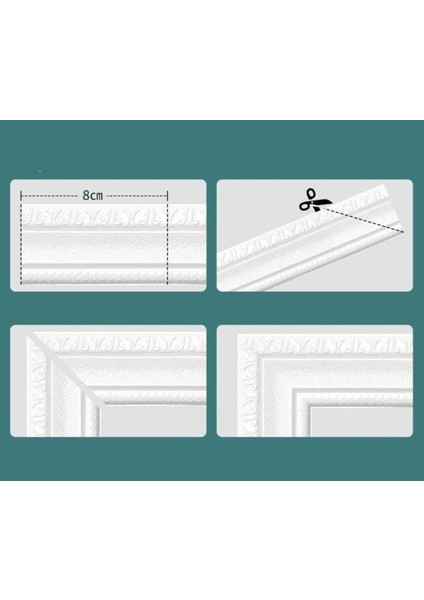 NWÇITA01 Beyaz 8CM-117CM Dekoratif Yapışkanlı Kenar Çıtası