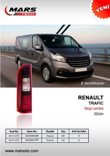 Stop Lambasi Sol Duysuz Renault Trafic 2014 -