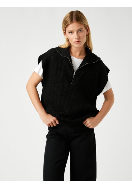 Crop Süveter Dik Yaka