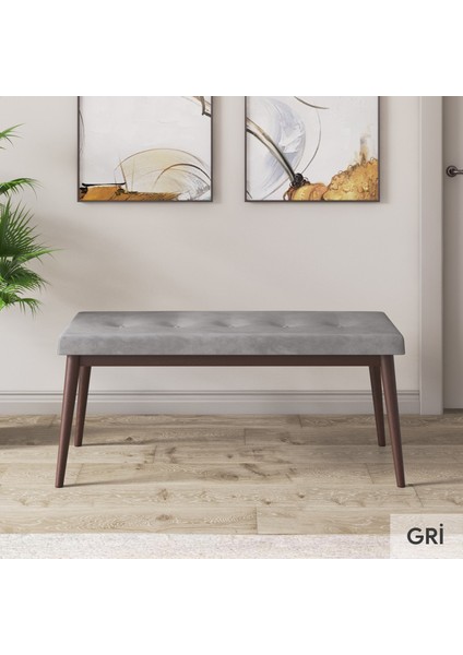 Concept Taç Serisi 80 x 132 cm Beyaz Masa Ceviz Ayak Yemek Masası Takımı 4 Sandalye Gümüş Halkalı ve 1 Bench