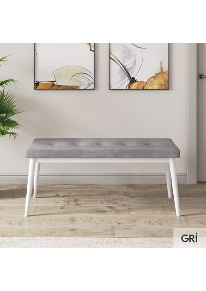 Concept Taç Serisi 80 x 132 cm Beyaz Mutfak Masa Takımı 4 Sandalye Gümüş Halkalı ve 1 Bench