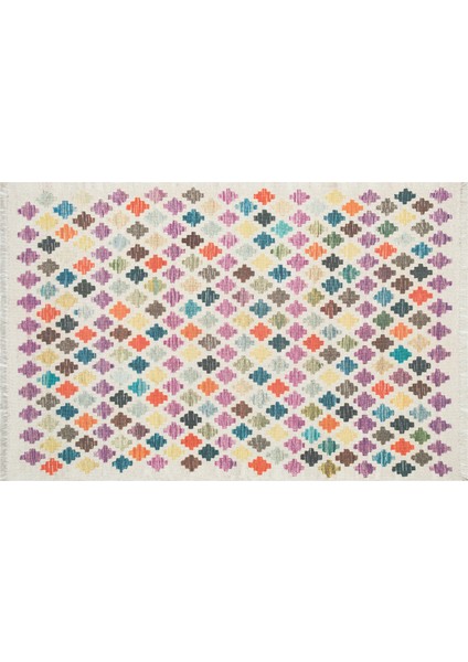 Cotton Pamuklu Çok Renkli Desenli Kilim