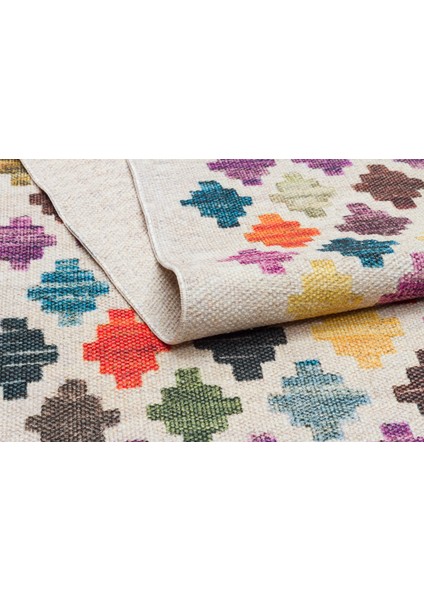 Cotton Pamuklu Çok Renkli Desenli Kilim modelleri