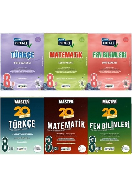 8. Sınıf Kendini Check - Et Türkçe+Matematik+Fen Bilimleri Soru Bankası+8. Sınıf Master 20 Türkçe+Matematik+Fen Bilimleri Denemesi