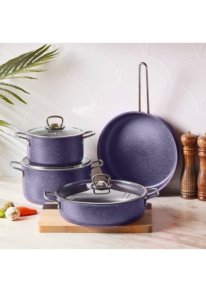Biogranit Steel Plus 7 Parça Tencere Seti Mor