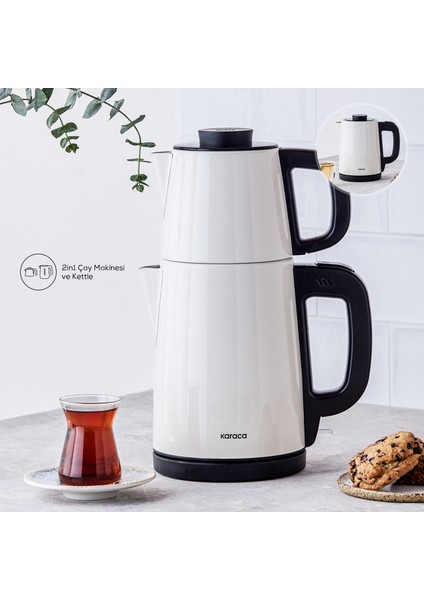 Karaca Tea Break Krem Inox Çelik Su Isıtıcı & Çay Makinesi