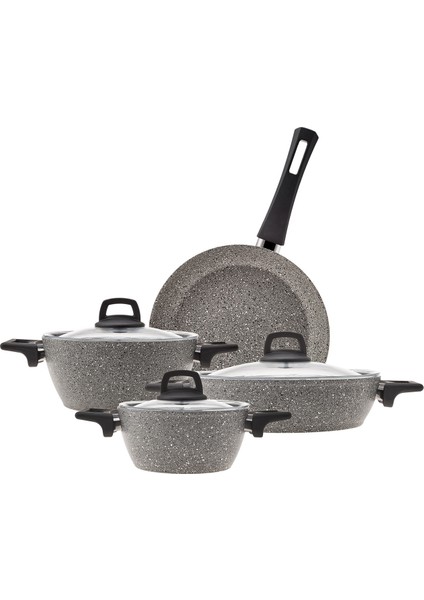 Biogranit Stella Grey 11 Parça Bıçak Seti Hediyeli Tencere