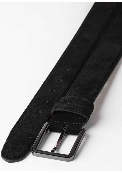 Rino 3.5 cm Klasik Dikişli Süet Deri Kemer Siyah fiyatları