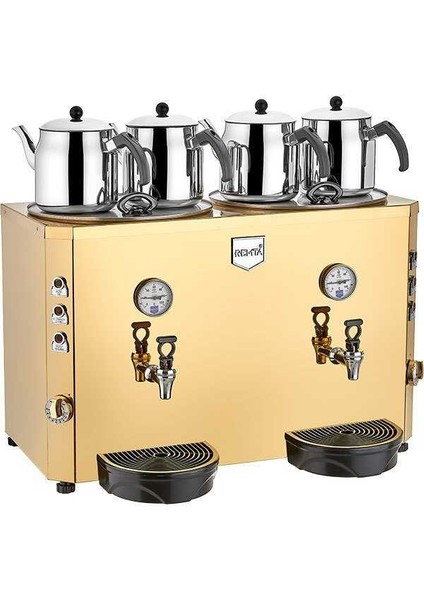 Dört Demlikli Çay Kazanı 23+23 Litre (Elektrikli)