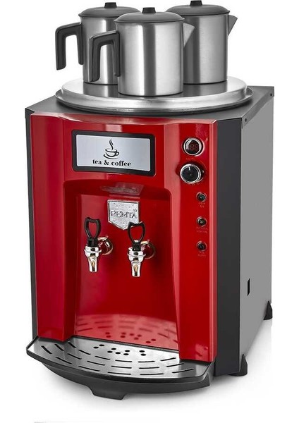 Premium Kırmızı Çay Makinesi (Otomatik Su Almalı)