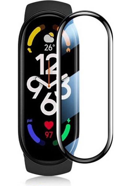 Xiaomi Mi Band 7 Tam Kaplayan Kavisli Ekran Koruyucu 3D Pet Film - Siyah