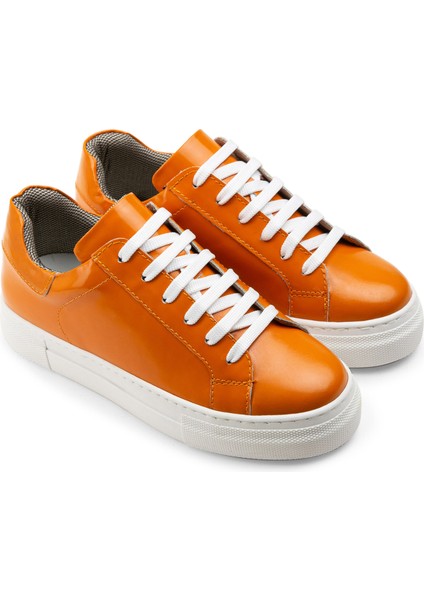 Deri Turuncu Sneaker Kadın Ayakkabı