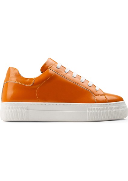 Deri Turuncu Sneaker Kadın Ayakkabı