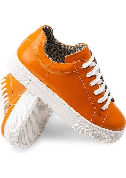 Deri Turuncu Sneaker Kadın Ayakkabı modelleri
