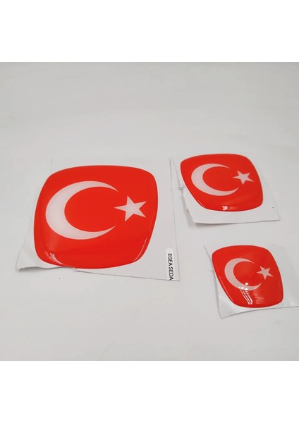 Fiat Egea Sedan Uyumlu Ay Yıldız Türk Bayrağı Logo Set (3'lü)