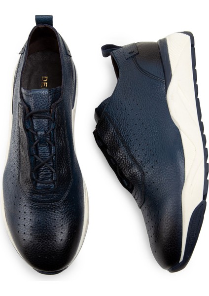 Deri Lacivert Sneaker Erkek Ayakkabı