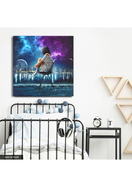 Şehir Manzarası Tek Parça Kare 65X65 cm Kanvas - Canvas Tablo