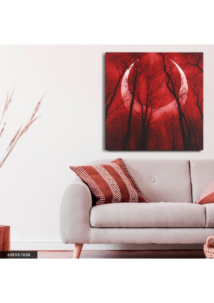 Orman Hilal Tek Parça Kare 65X65 cm Kanvas - Canvas Tablo