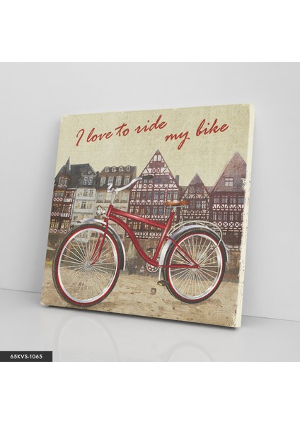 Bisikletimi Seviyorum Tek Parça Kare 65X65 cm Kanvas - Canvas Tablo fiyatları
