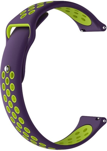 Amazfit Stratos 3 Için Delikli Silikon Kordon Kayış Mor Yeşil