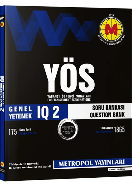 Metropol Yayınları 2023 Yeni Dönem-Yös Genel Yetenek (Iq) Soru Bankası-2