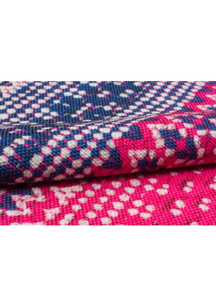 Cotton 547 Canlı Çok Renkli Fuşya Turuncu Dokuma Taban Kilim modelleri