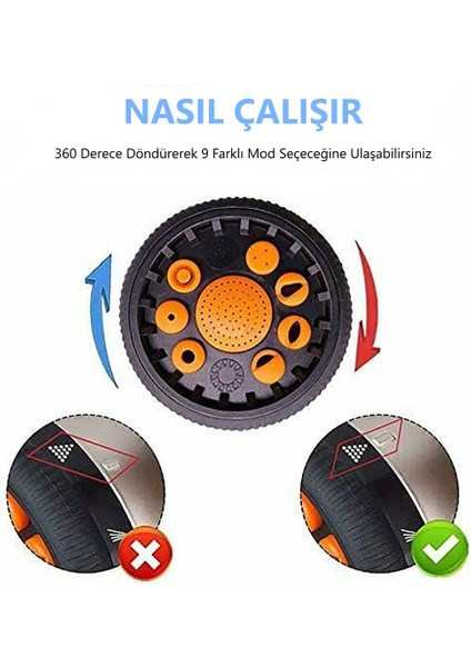VIP Kalite 9 Fonksiyon Bahçe Sulama Tabanca Başlık