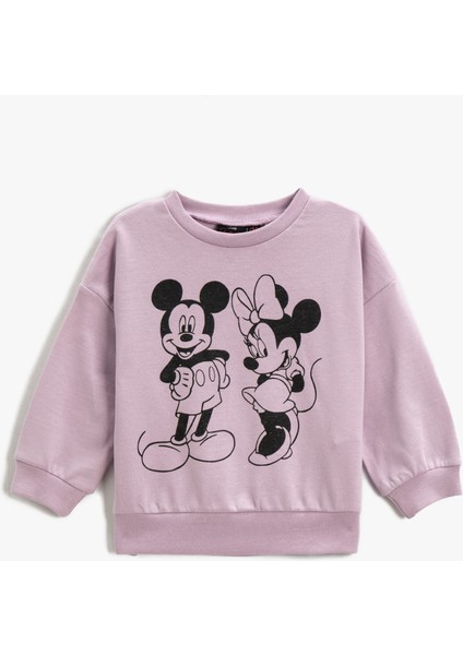 Mickey And Minnie Mouse Baskılı Lisanslı Sweatshirt Pamuklu