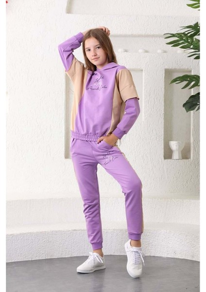 Garson Beden Likralı Kapşonlu Kız Çocuk Eşofman