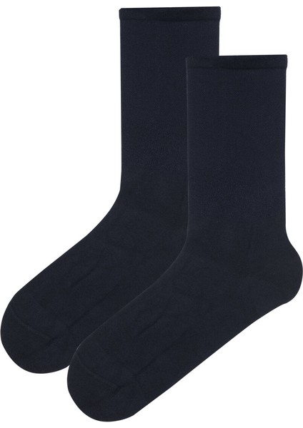 Lacivert Sıkmayan Lastik Bambu Soket Çorap