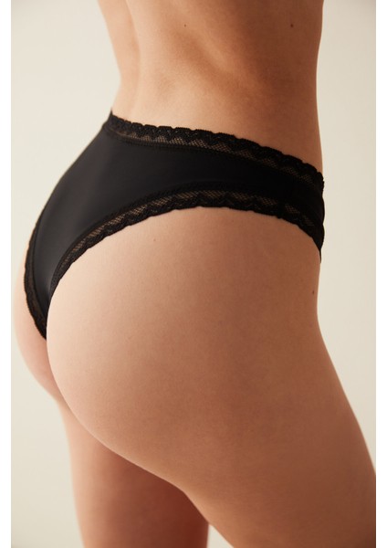 Siyah Easy Micro Lace Brazilyan Külot fırsatları