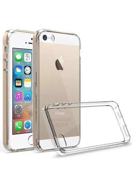 Happycase iPhone 5 Kılıf Lüx Şeffaf Silikon - Şeffaf