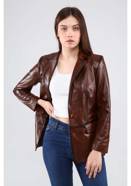 Kadın Deri Blazer Ceket