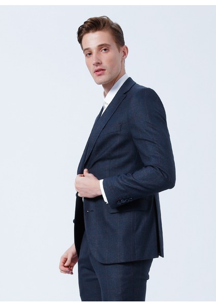 ALTINYILDIZ CLASSICS Erkek Petrol-Bordo Slim Fit Kareli Takım Elbise modelleri