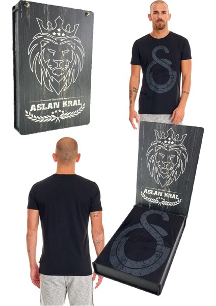 Orijinal Ata Imza T-Shirt Siyah Özel Tasarım Ahşap Kutulu