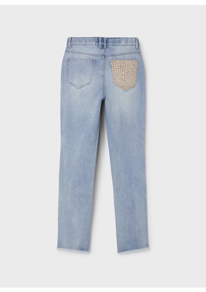 Normal Bel Açık Mavi Kız Çocuk Denim Pantolon Nlfızzakuılt Dnm Hw Mom Pant