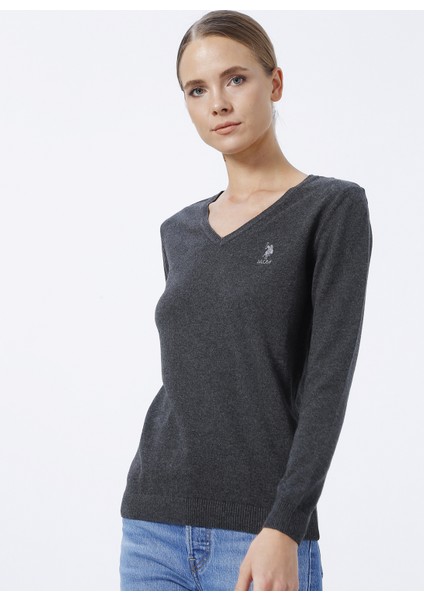 V Yaka Düz Gri Kadın Kazak GTD02-BSK22 fiyatları