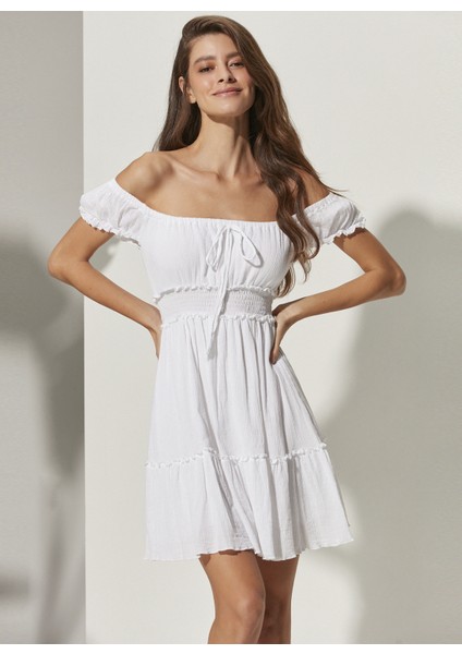 Beyaz Kadın Plaj Elbisesi WBN3199-L