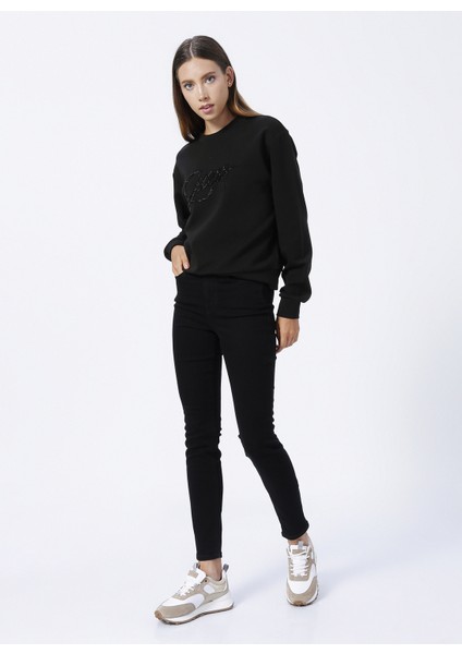 Yüksek Bel Dar Paça Skinny Fit Siyah Kadın Denim Pantolon W2YA46D4PZ1CBL1