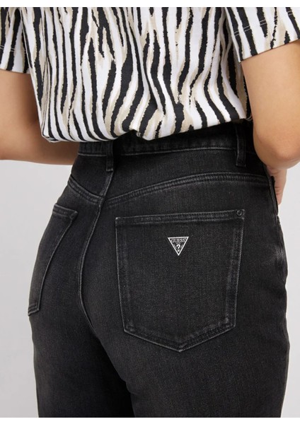 Yüksek Bel Düz Paça Relaxed Antrasit Kadın Denim Pantolon W2YA21D4QD1AUBK