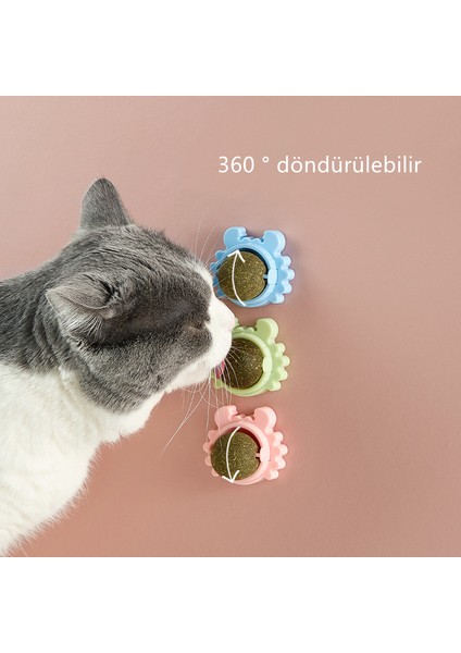 3 Adet Kedi Çiğneme Oyuncağı Molar Diş Temizleme Yengeç Catnip Dönen Top